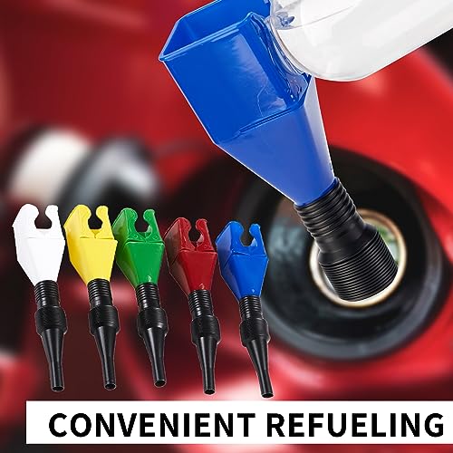 Funnels for Automotive Use,Flexible Draining Tool Snap Funnel,5Pcs Retractable Automotive Fuel Funnel,Oil Snap for Cars and Motorcycles - color: 5PCS