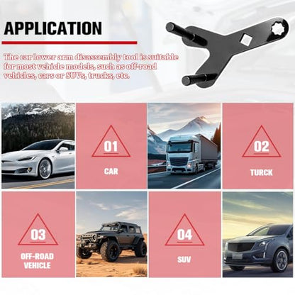 Car Lower Control Arm Prying Tool, Vehicle Suspension Bushing Lower Ball Joint Removal Tool, Automotive Bar Control Arm Lever Bushing Accessories, Universal for SUV Van Truck (Black1) - color: Black1