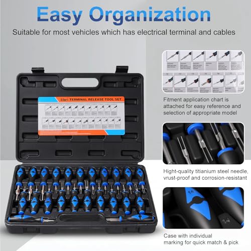 23PCS Universal Terminal Removal Tool Kit, Pin Electrical Terminal | Wire Connector Removal, Terminal Release Electrical Connector Removal Tool Kit for American Domestic and Imported Vehicles - size: 23PCS Universal Terminal Removal Tool