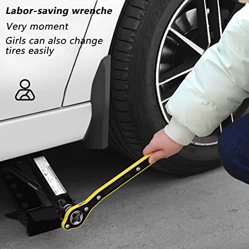 Auto Jack Ratchet Wrench of Labor-Saving Desigh, Car Jack and Lug Wrench, Handle Scissor Jack, Garage Tire Wheel Lug Wrench, for Motorcycle, Car, SUV and Other Vehicles.