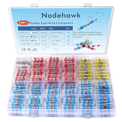 330PCS Heat Shrink Solder Butt Connectors Kit, Waterproof Insulated Electrical Wire Terminals, Waterproof Marine Automotive Wire Connectors for Professional & DIY Use (White Red Blue Yellow) - size: 330 PCS