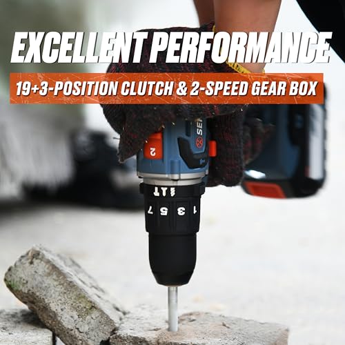 SENIX X2 20 Volt Max* Cordless 1/2-Inch Hammer Drill Driver with Brushless Motor, Power Tool Kit Includes Storage Bag, 2.0 Ah Battery,Charger,Safety Glasses (PDHX2-M2) - style: Hammer Drill Driver