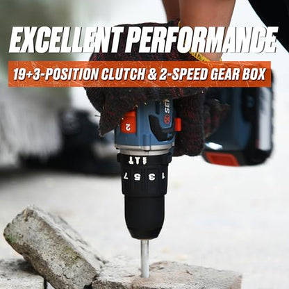 SENIX X2 20 Volt Max* Cordless 1/2-Inch Hammer Drill Driver with Brushless Motor, Power Tool Kit Includes Storage Bag, 2.0 Ah Battery,Charger,Safety Glasses (PDHX2-M2) - style: Hammer Drill Driver
