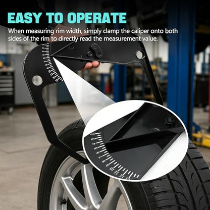 Mikako Car Tire Caliper, Tire Balancer Caliper, Accurate Wheel Calipers Rim Width Measuring Tool for Cars, Portable Rim Measurement Tool, Tires Scale Tools, Universal Car Accessories