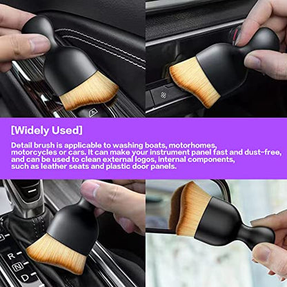 AOCISKA Car Interior Detailing Brush,Soft Bristle Cleaning Brush Car Detailing Brush Dusting Brush,Car Interior Cleaning Tool,Auto Detail Brush Car Dash Duster Brush (Black&Brown with Cap) - color: Black&brown With Cap