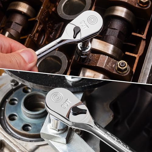 DURATECH 3-Piece Ratchet Set, 1/4", 3/8", 1/2" Drive | 90-Tooth, Dirt Resistance, Chrome Alloy, Fully Polished, Storage Case - style: Low Profile