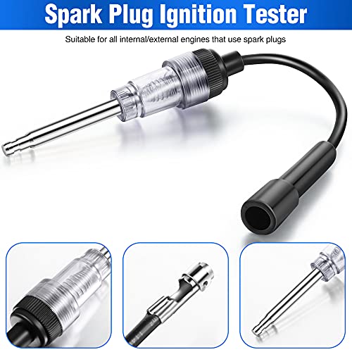 9 Pcs Automotive Compression Tester Kit and Spark Plug Tester, Blue | 0-300PSI Universal Car Motorcycle Chainsaw Outboard Motor Snowmobile Engine Testing Tools for Cylinder Pressure Gauge - color: Blue