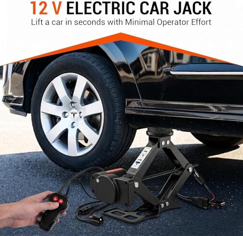 12V DC Electric Scissor Jack Tool Kit Lift up to 2 Ton Weight Electric Floor Jack Height up to 13.8 Inches for Cars, Sedans, and Small SUVs