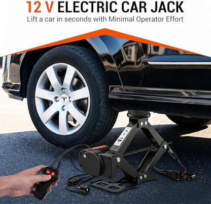 12V DC Electric Scissor Jack Tool Kit Lift up to 2 Ton Weight Electric Floor Jack Height up to 13.8 Inches for Cars, Sedans, and Small SUVs