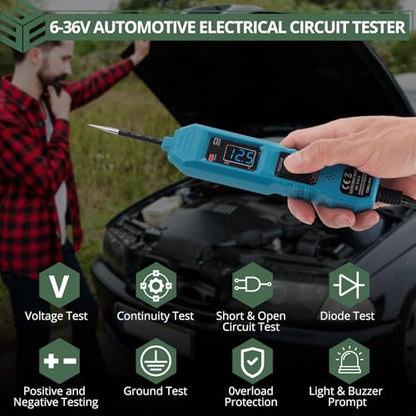 EYPINS Automotive Power Circuit Probe Tester - Pro DC 6V 12 V 36V Automotive Circuit Breaker Finder,Voltage/Continuity/Short/Open Circuit Detection Multifunctional with Test Light