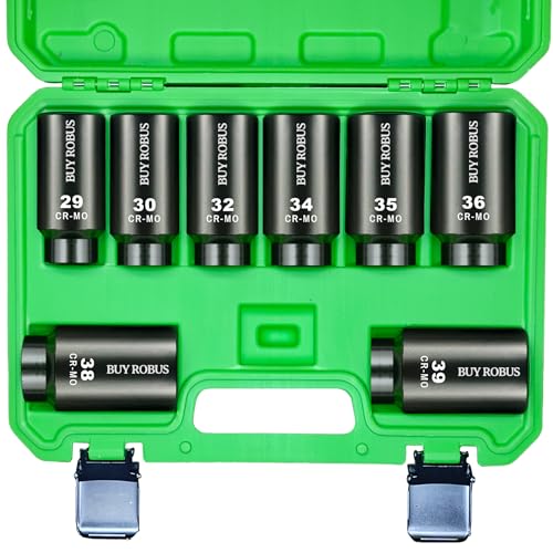 8PCS 1/2" Deep Axle Nut Impact Socket Set, CR-MO, 6 Point Design, Metric, 29,30,32,34,35,36,38,39mm, 1/2 Inch Extra Deep Impact Socket - size: 8PCS 1/2" Socket Set Metric