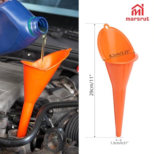 3pcs Oil Funnel Long Neck for Motorcycle Automotive Use, Skinny Multi Function Purpose for All Car Engine Gasoline Lubricants Water Diesel Fuel Kerosene Oils Other Liquids, Plastic Spill Saver Filling