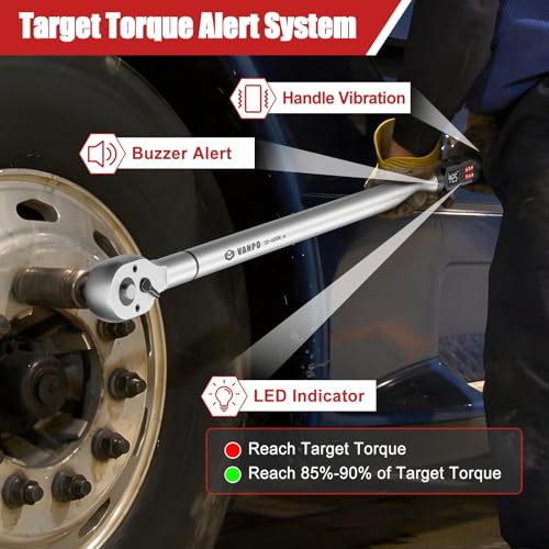 VANPO Digital Torque Wrench 3/4-Inch 22.1-442.5 Ft-Lb, for Trucks | 30-600Nm, ±2% Accuracy Heavy-Duty Electronic Torque Wrench with Triple Alert, Preset Memory for Heavy Automotive & Equipment - size: 3/4-inch 22.1-442.5 Ft-lb/30-600 Nm