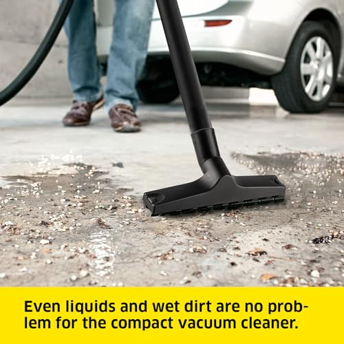 Kärcher WD 1 Classic Multi-Purpose 4 Gallon Wet-Dry Shop Vacuum Cleaner with Floor Nozzle, Crevice Nozzle, Blower Feature, Compact Space-Saving Design, 900W - style: WD 1 Classic