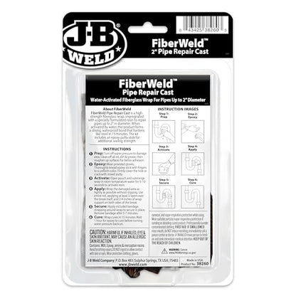 J-B Weld FiberWeld 2” Pipe Repair Cast 2x60 Inch - High Strength Adhesive Fiberglass Wrap - White (38260) - size: 2" x 60"