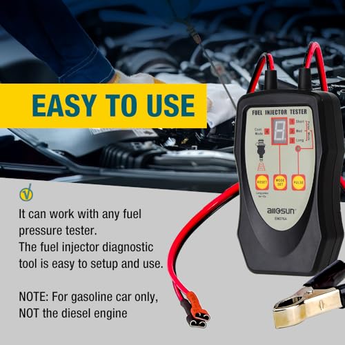 ALLOSUN Fuel Injector Tester Upgraded 8 Pulse Modes DIY Cleaning Tools Kit Automotive 12V Fuel System Diagnostic Detector
