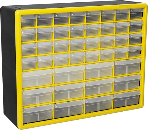 Akro-Mils 44-Drawer Plastic Drawer Storage Cabinet for Garage Organization, Bead Organizer, Building Bricks Storage, Teacher Toolbox, Makeup Organizer, 20" W x 6" D x 16" H, 10144 Yellow - color: Yellow, size: 44 Drawer, style: 1 Pack