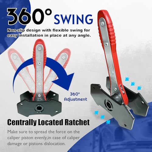 Brake Caliper Compression Tool with Extra 2Pcs Large Plates 1.57"-2.95",Caliper Piston Compressor Tool for Disc Brake Pad Spreader with 2 Brake Caliper Hangers for Single/Twin/Quad Piston - size: Brake Caliper Tool with 2 Caliper Hangers