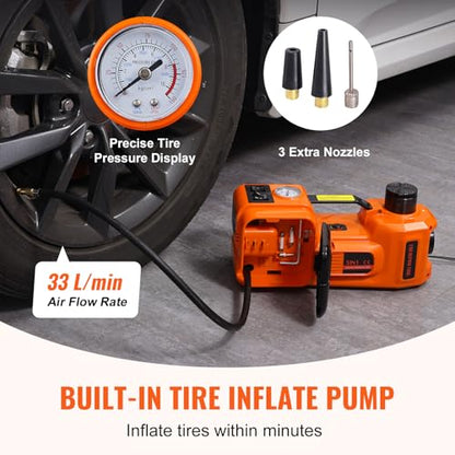 VEVOR Electric Car Jack 5 Ton with Electric Impact Wrench & Inflator Pump | 12V 11023 lbs Hydraulic Floor Jack, Portable Tire Changing Kit, with LED Light, for SUV Sedan Truck, Garage Repair Tool