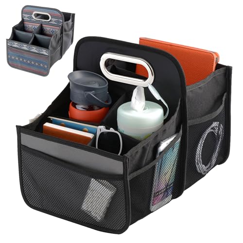 High Road Car Caddy Organizer with Cup Holders and Easy Carry Handle | Front Seat Organizer for Adults and Backseat Car Organizer for Kids Keeps Car Seats Clutter Free - color: Black