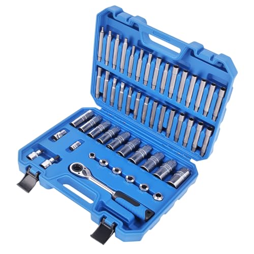 maXpeedingrods 50PCS Strut Nut Socket Set, Shock Absorber Socket Kit, Suspension Strut Top Mount Nut Removal Installer Tool, 3/8" 1/2" Drive Suspension Steering Hub Shock Absorber Ratchet Wrench Set - style: 50 Pcs