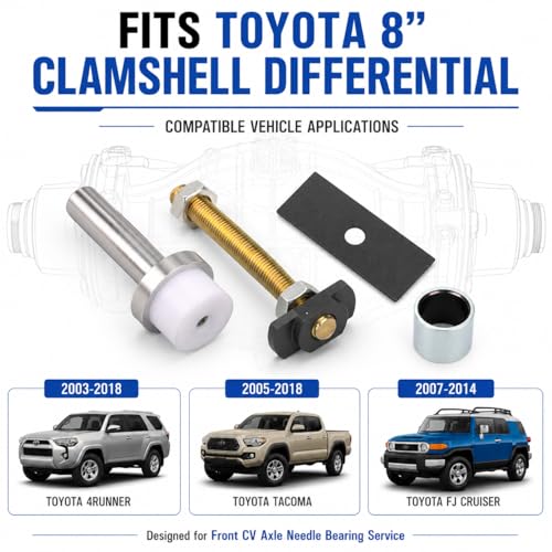CV Axle Bearing Puller Tool Kit for Toyota 8" Front Differential, Compatible with 2003-2018 4Runner, 2005-2018 Tacoma, 2007-2014 FJ Cruiser, Needle Bearing Removal Tool, Replace 18195