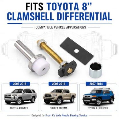CV Axle Bearing Puller Tool Kit for Toyota 8" Front Differential, Compatible with 2003-2018 4Runner, 2005-2018 Tacoma, 2007-2014 FJ Cruiser, Needle Bearing Removal Tool, Replace 18195