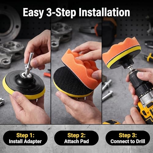 4 Inch Buffing Polishing Pads, 10 Pcs Drill Polishing Kit, Compound Buffing Sponge Pads for Car Polishing, Waxing, Sealing Glaze, Polishing and Waxing