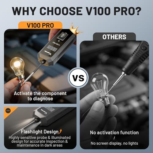 VDIAGTOOL V100 PRO Power Circuit Probe Tester, 6V-30V DC Multifunctional Car Test Light Automotive with Component Activation, Voltage, Continuity Test, Overload Protection for Car SUV RV Motorcycle