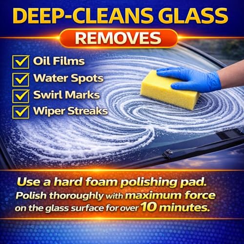 6.6 fl oz (200 ml) Cerium Oxide Glass Polishing Liquid – Deep Cleaning Glass & Removes Wiper Marks, Swirls, Water Spots & Windshield Cleaner & Remover for Minor Glass Scratches （Shake Well Before use）