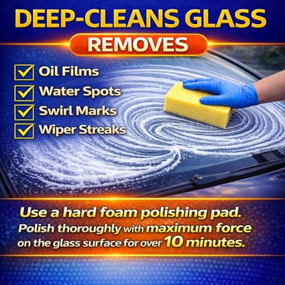 7oz (200g) 99% Cerium Oxide Glass Polishing Powder (3-5 Um) – Removes: Oil Films, Water Spots, Swirl Marks, Wiper Streaks, Removes Fine Scratches & Deep-Cleans Glass Surfaces.