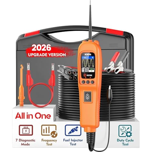 KZYEE KM50 (Upgrade of KM10) Power Circuit Probe Kit - 12V/24V Automotive Circuit Tester Current Probe with AC/DC Voltage/Resistance/Diode/Frequency/Duty Cycle/Fuel Injection, Activate Component - color: Orange