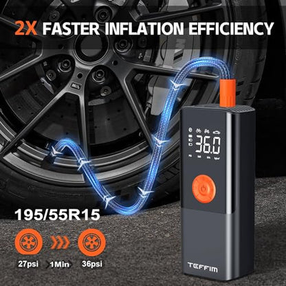Tire Inflator Portable Air Compressor with Digital Pressure Gauge, 12V Smart Air Pump for Car Tires, Motorcycle, SUV, Electric Bike, Bicycle, Sports Balls with 10000mAh Battery & LED Light
