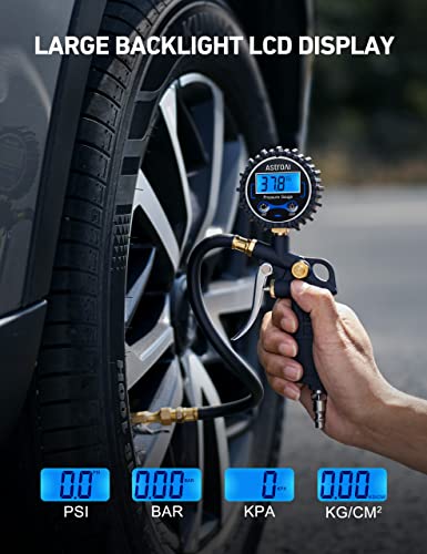 AstroAI Digital Tire Pressure Gauge with Inflator, 3-250 PSI Air Chuck & Compressor Accessories Heavy Duty with Quick Connect Coupler, 0.1 Display Resolution, 2Pack Standard - size: 2 Pack Standard, style: without case