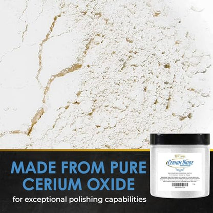 Optical Grade Cerium Oxide 1lb Glass Repair Powder | Glass Window and Windshield Repair | Optical Grade, for use with Camera, Scope, Binocular Lens | Remove Scratches and Scuffs (1lb with 3" Pad) - style: 1lb with 3" Pad