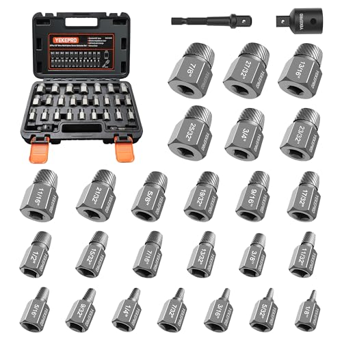 27Pcs Screw Extractor Set, 3/8-inch Drive Chrome Molybdenum Alloy Steel Bolt Remover, Multi-Spline Easy Out Bolt Extractor Set for Broken Bolts, Screws, Studs - size: 27 Pieces