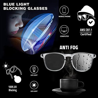 Safety glasses Goggles Nurses Protective Eyewear - Anti Fog Square Frame Stylish Clear Glasses for Women Men - color: B18-douhua Blue Purple