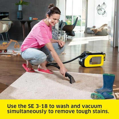 Kärcher Cordless Carpet and Upholstery Cleaner, Self-Cleaning Function, Spot Cleaner for Carpets, Cars and Furniture, SE 3-18 Compact - Tool Only - style: SE 3-18 (Consumer)