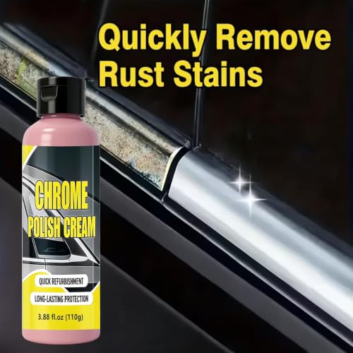 Chrome Polish Cream - Car Metal Polish for Rust & Oxidation Removal, Quick Refurbishment & Long-Lasting Protection for Chrome Wheels, Bumpers, Trim, Accessories