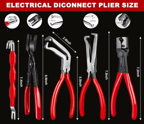 5 PCS Electrical Disconnect Pliers, Automotive Electrical Connector Separator, Electrical Plug Connector Disconnect Tool Car Clip Removal Plier Kit for for Cars, Trucks & SUVs