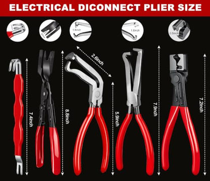 5 PCS Electrical Disconnect Pliers, Automotive Electrical Connector Separator, Electrical Plug Connector Disconnect Tool Car Clip Removal Plier Kit for for Cars, Trucks & SUVs
