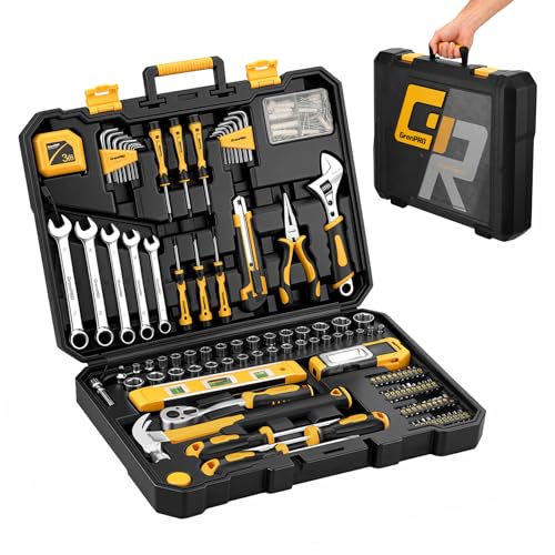 GRENPRO 219Pcs Tool Kit, Socket Wrench Auto Repair Tool Combination Package, Mixed Hand Tool Set for Home, Car, Motorcycle, with Plastic Toolbox Storage Case