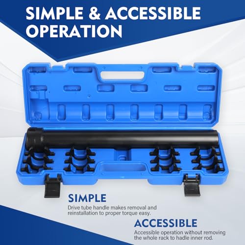 Inner Tie Rod Removal Tool, Master Inner Tie Rod Tool Set with 12 Crowfoot Adapters & 1/2 Inch Drive Tube for Tie Rods Remove & Install Suitable for Domestic & Import Cars