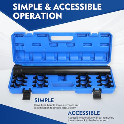 Inner Tie Rod Removal Tool, Master Inner Tie Rod Tool Set with 12 Crowfoot Adapters & 1/2 Inch Drive Tube for Tie Rods Remove & Install Suitable for Domestic & Import Cars
