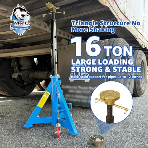 HKTE 16 Ton Heavy Duty Jack Stand with Wheels & Patented Handle, Dual Interchangeable Tops, 35,000 lbs Capacity, Adjustable Height (26"-40.9") for Trucks, Pickups, SUVs, Farm Vehicles, Auto Repair - color: JACK STANDS 35000LB