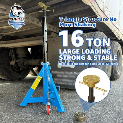 HKTE 16 Ton Heavy Duty Jack Stand with Wheels & Patented Handle, Dual Interchangeable Tops, 35,000 lbs Capacity, Adjustable Height (26"-40.9") for Trucks, Pickups, SUVs, Farm Vehicles, Auto Repair - color: JACK STANDS 35000LB