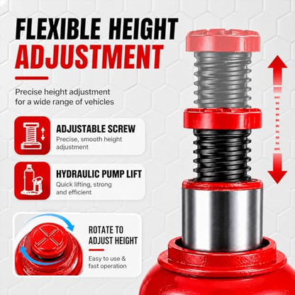 2 Ton Hydraulic Welded Bottle Jack, 4000 lb Capacity Automotive Lift Jack for Car, Pickup Truck, RV and Auto Repair, 5.8" to 10.9"" Lifting Range - size: 2 Ton