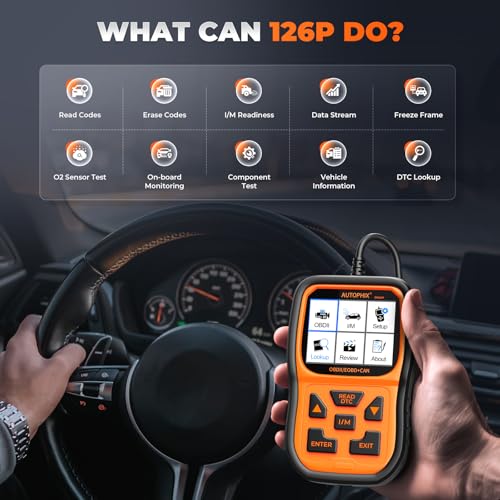 AUTOPHIX OM126P OBD2 Scanner, Check Engine Light Code Reader, Car Code Scanner for Automotive Diagnostic, Read & Clear Fault Code, Pass Smog Test, Live Data, for All US Cars After 1996 - color: Orange