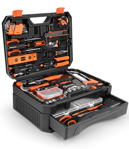 328 Pieces Home Tool Kit & Storage Case - General Household Hand Tool Set with Detachable Drawer for Easy Organization, Perfect for DIY Repairs, Home Maintenance