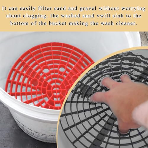 2 PCS Car Wash Bucket Insert, Plastic Wash Bucket Insert Removes Dirt Debris for Car Detailing Cleaning, Auto Detail Grit Trap Fits 12 Inch Diameter or 3-5 Gallon Bucket (Black+Red) - color: Black+red